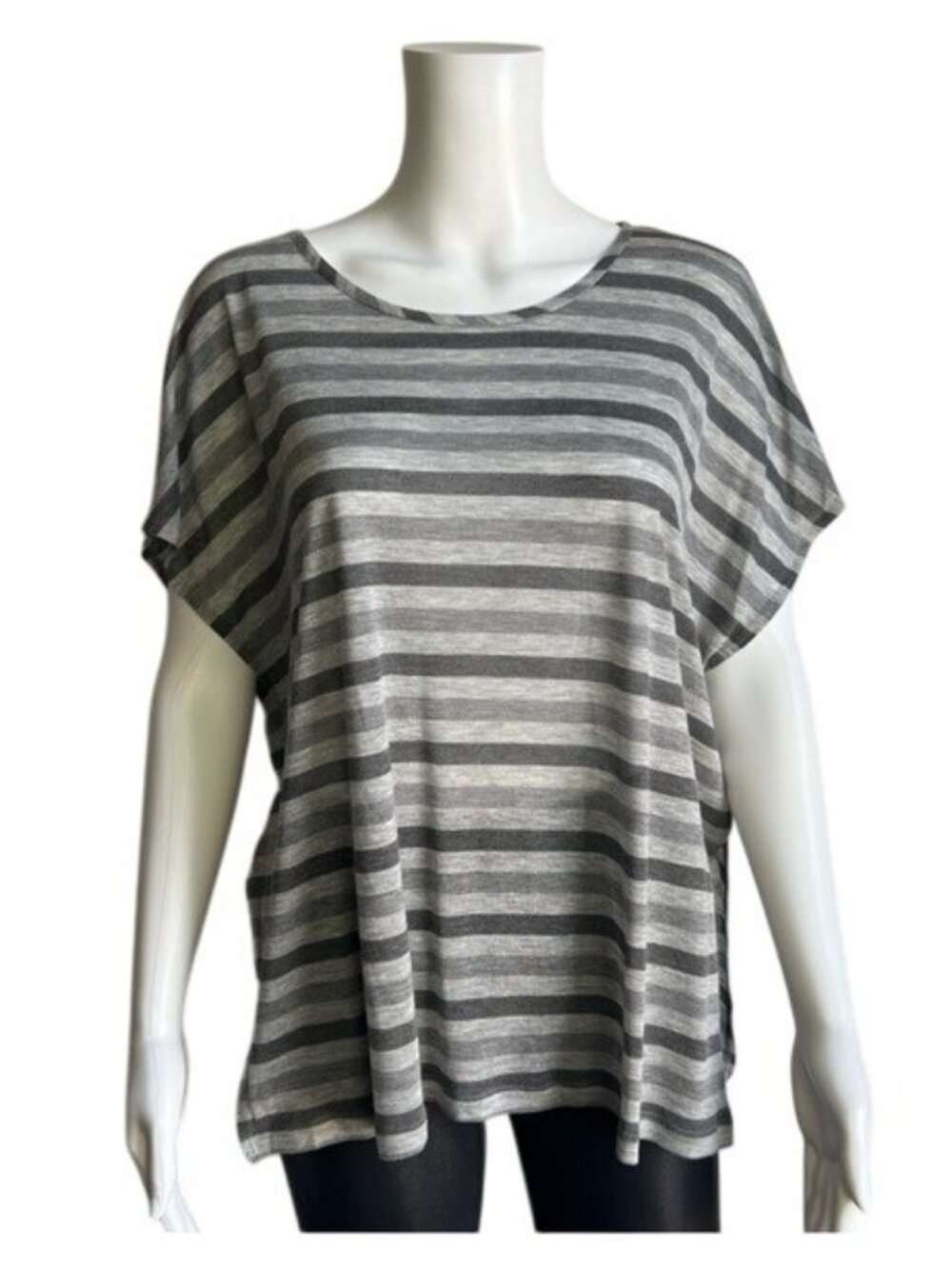 Eileen Fisher 100% Micromodal Stiped Tee - S